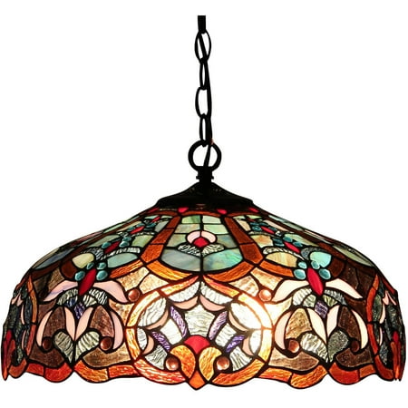 Chloe Lighting Sadie Tiffany Style 2 Light Victorian Ceiling Pendant Fixture With 18 Shade