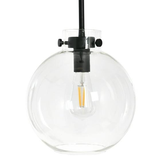 Robert Stevenson Lighting Robert Stevenson Lighting Marson - Round Clear Glass and Metal Ceiling Light, Matte Black