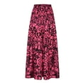 thumbnail image 4 of qolati Women's Boho Long Maxi Skirt 2023 Elastic High Waist Flowy A-Line Skirts Vintage Floral Print Ruffle Tiered Beach Holiday Skirt, 4 of 6