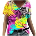 thumbnail image 2 of JTZGDY Vintage Floral Print Summer Tops for Women Casual Short Sleeve Oversized V Neck Graphic T-Shirts Loose Fit Comfy Beach Vacation Tunic Tees Shirt Blouse Hot Pink XXL, 2 of 6