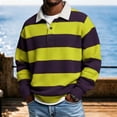 thumbnail image 4 of Horkkom Button Down Shirt Men Collared Striped Knit Shirt Breathable Long Sleeve Casual Color Block Shirts M, 4 of 7