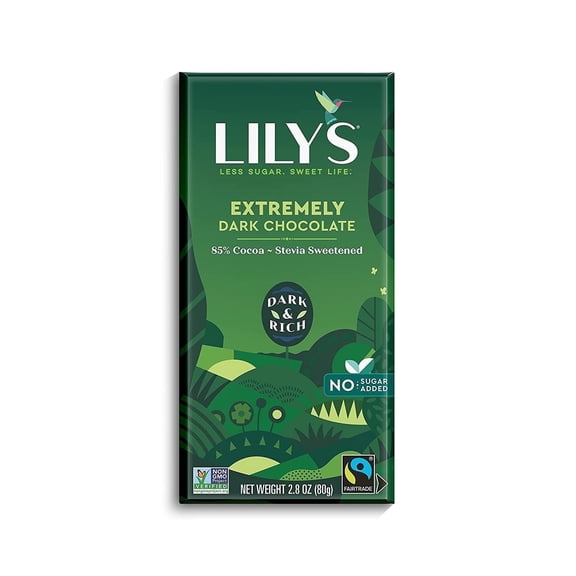 Lily's Sweets 85% Extremely Dark Chocolate Bar 2.8 oz Pack of 2