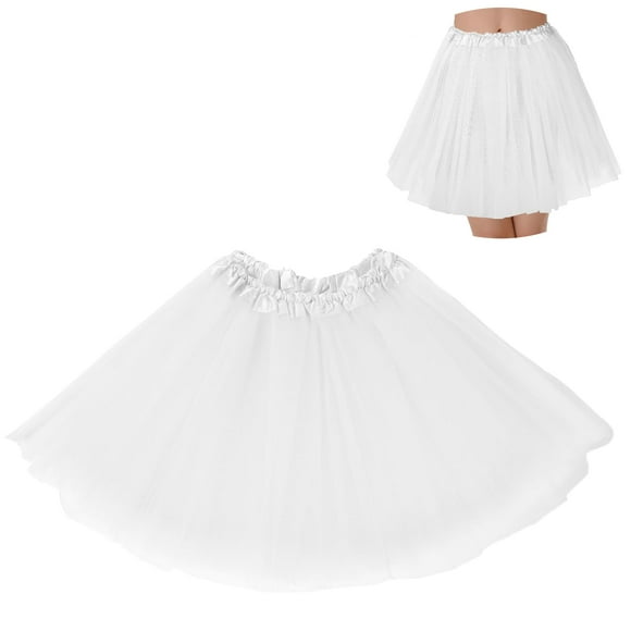 Falda tutú BFONS de tul de 3 capas para mujer, color blanco