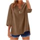 thumbnail image 1 of Vestidos Casuales Para Mujer, Blusas De Mujer De Moda Blusa informal de moda para mujer, con cuello en V, manga 3/4 y botones decorativos, 1 of 6