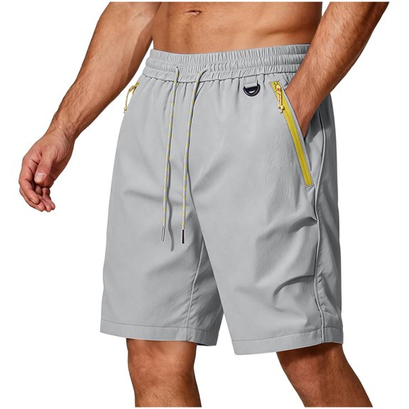 Xzbqbs Men's Polyester Cargo Shorts Drawstring Breathable Outdoor Summer Bottoms Solid Color Lightweight Athletic Utility Trousers with Pockets