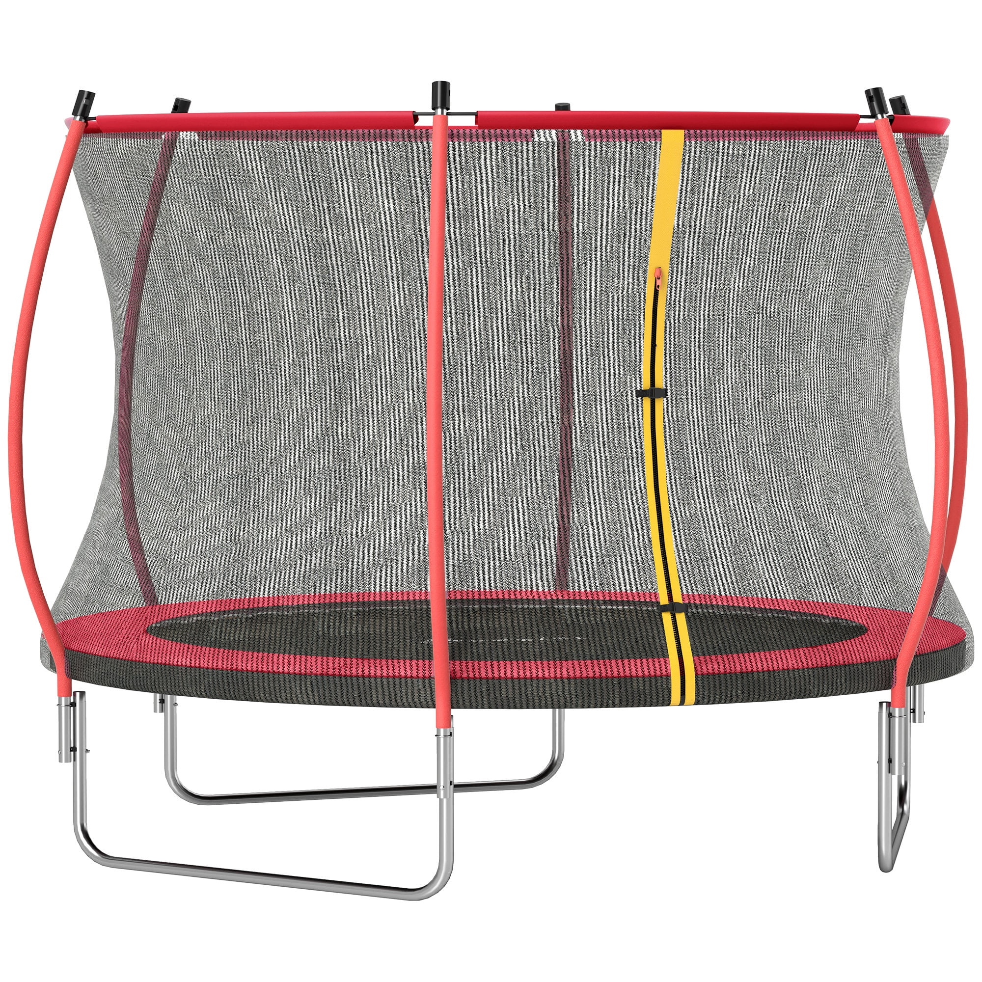 10FT Round Red Trampoline with Safety Enclosure Net, 330Lbs Weight Capacity Outdoor Trampoline with 54 High-Tension Springs, for Kids & Adults 6+