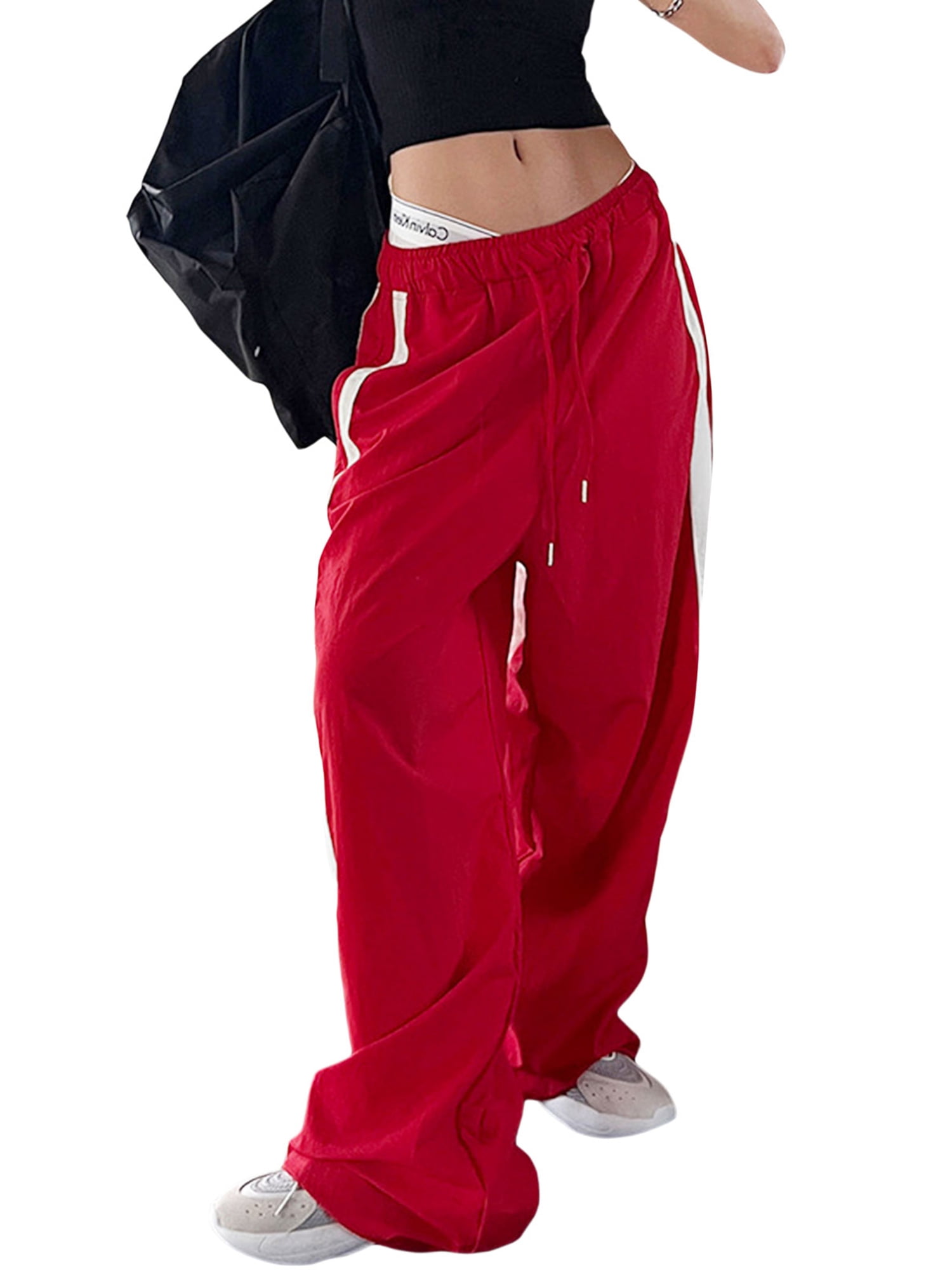 Bornladies Loose Sweatpants 2022 Autumn Women Red Sport Pants High Waist  LooseTrouser Female Fashion Streetwear Straight Pants