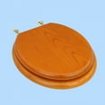 thumbnail image 2 of Renovator's Supply Round Light Oak Finish Brass Hinge Toilet Seat in Wood, 2 of 7