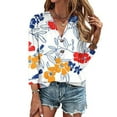 thumbnail image 2 of Tgbvmt Tops For Ladies Dressy V Neck Womens Tops Trendy Printed Tops Oversized 3/4 Seven Quarter Sleeved Pullover Plus Size Tees Shirts Baggy T-Shirts Elegant Button Blouses Savings Clearance 2024, 2 of 5