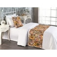 thumbnail image 2 of Fall Bed Runner Set, Autumnal Design Botanical Pattern of Repeating Leaves Outline Motif, Decorative Bedding Scarf & a Pillow Sham for Hotels Homes, Twin, Fawn Mustard and Vermilion, by Ambesonne, 2 of 3