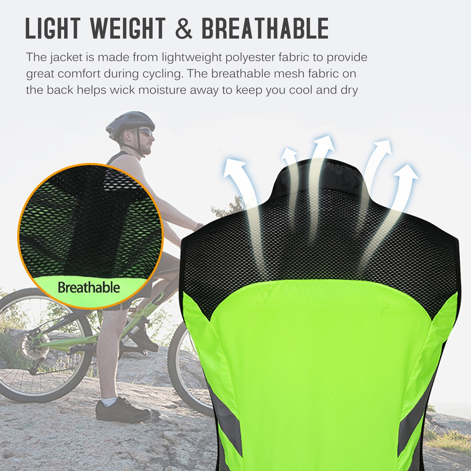 Vest Men Cycle Vest Foldable Quick Dry Breathable Reflective Sports Safety Bike Vest For Riding Running Jogging Hiking