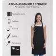 thumbnail image 3 of 2 Pzs Delantal de Cocina Impermeables, Babero Chef Antimanchas con Correa Ajustable y 2 Bolsillos para Mujeres Hombres, Mandiles para Parrillero, Bartender, Hornear, Pintura, Arte Estilista, 3 of 4