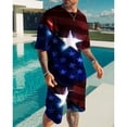thumbnail image 4 of Traje casual de moda hawaiana para hombre, bandera del Día de la Independencia con fuegos artificiales geométricos creativos, estampado digital 3D, pantalones de playa para niños, 4 of 5