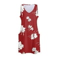 thumbnail image 7 of felwors Womens Summer Dresses 2025 V Neck Sleeveless Sundresses with Pockets Beach Vacation Clothes Floral/Plain Red, S, 7 of 7