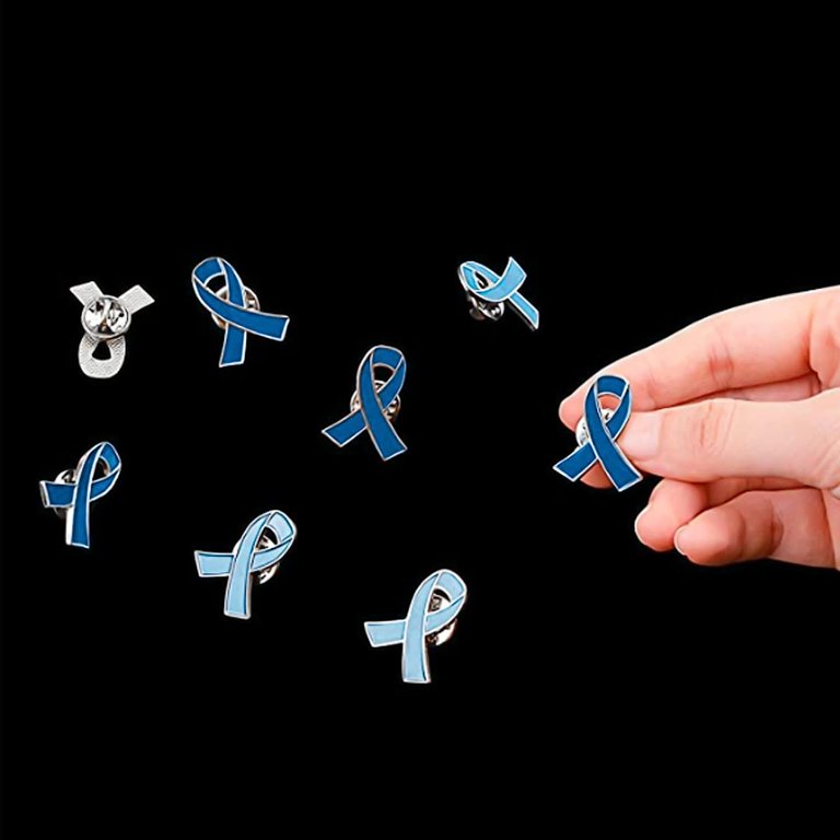 Blue Ribbon Pin, 20 Pcs Colon Cancer Awareness Ribbons Lapel Pins Hope Brooch Enamel Jewelry Pins for Man or Women, Adult Unisex, Size: One size, Grey