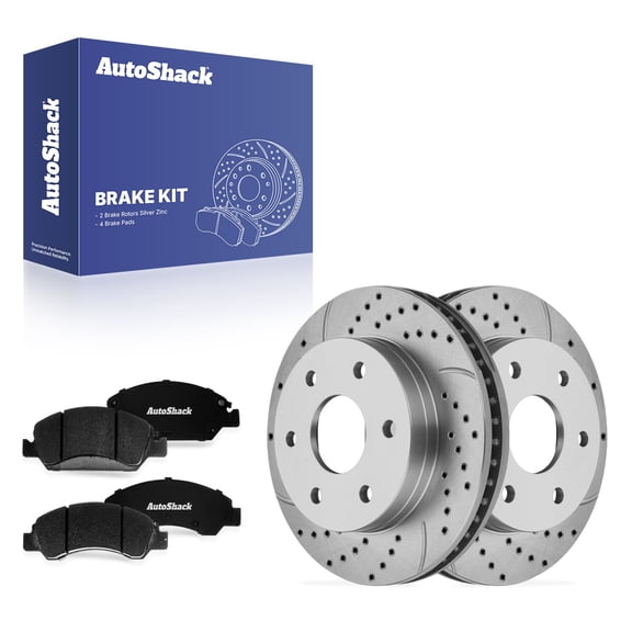 AutoShack Front Vented Drilled & Slotted Silver Zinc Coated Brake Rotors   Ceramic Pads 6-PC Brake Kit Replacement for 2007 GMC Sierra 1500 Classic SilverShield Pro 11.99" (304.6 mm)