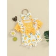thumbnail image 2 of Bagilaanoe Newborn Baby Girl Rompers Print Short Sleeve Bodysuits + Headband 3M 6M 12M 18M Infant Summer One Piece Jumpsuit, 2 of 8