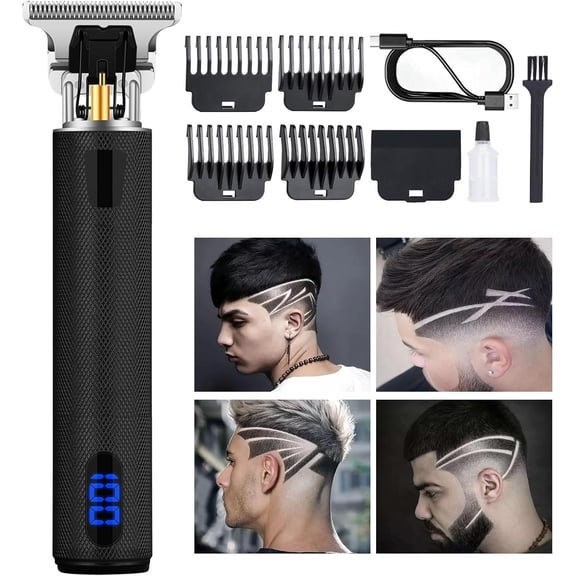 CNV Professional Gold Skeleton Trimmer for Barbers, Rechargeable Metal Edgers Clipper for Close Cutting, Zero Gapped Baldhead Shaver with Guide Combs, Gift for Him