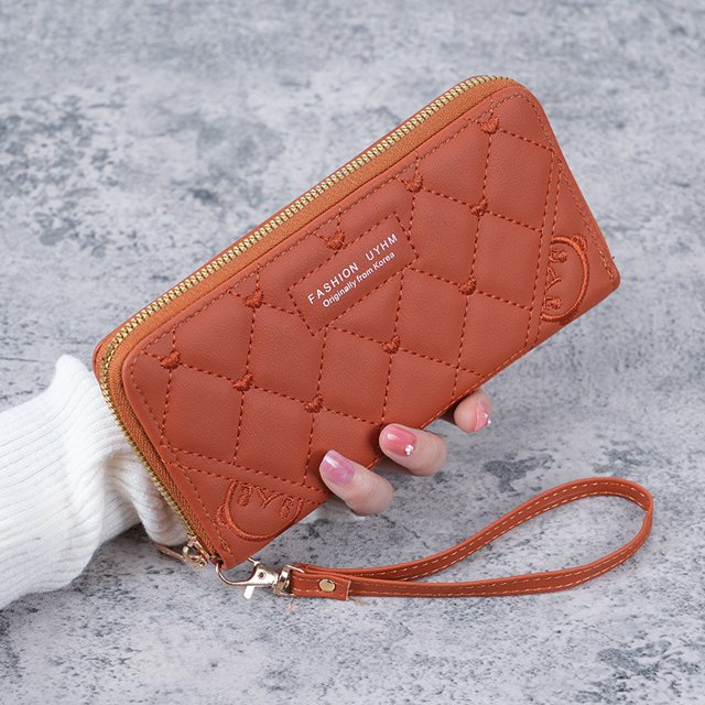 Cartera de mano de estilo coreano para mujer, billetera multifunción con cremallera larga, billetera para teléfono móvil de gran capacidad