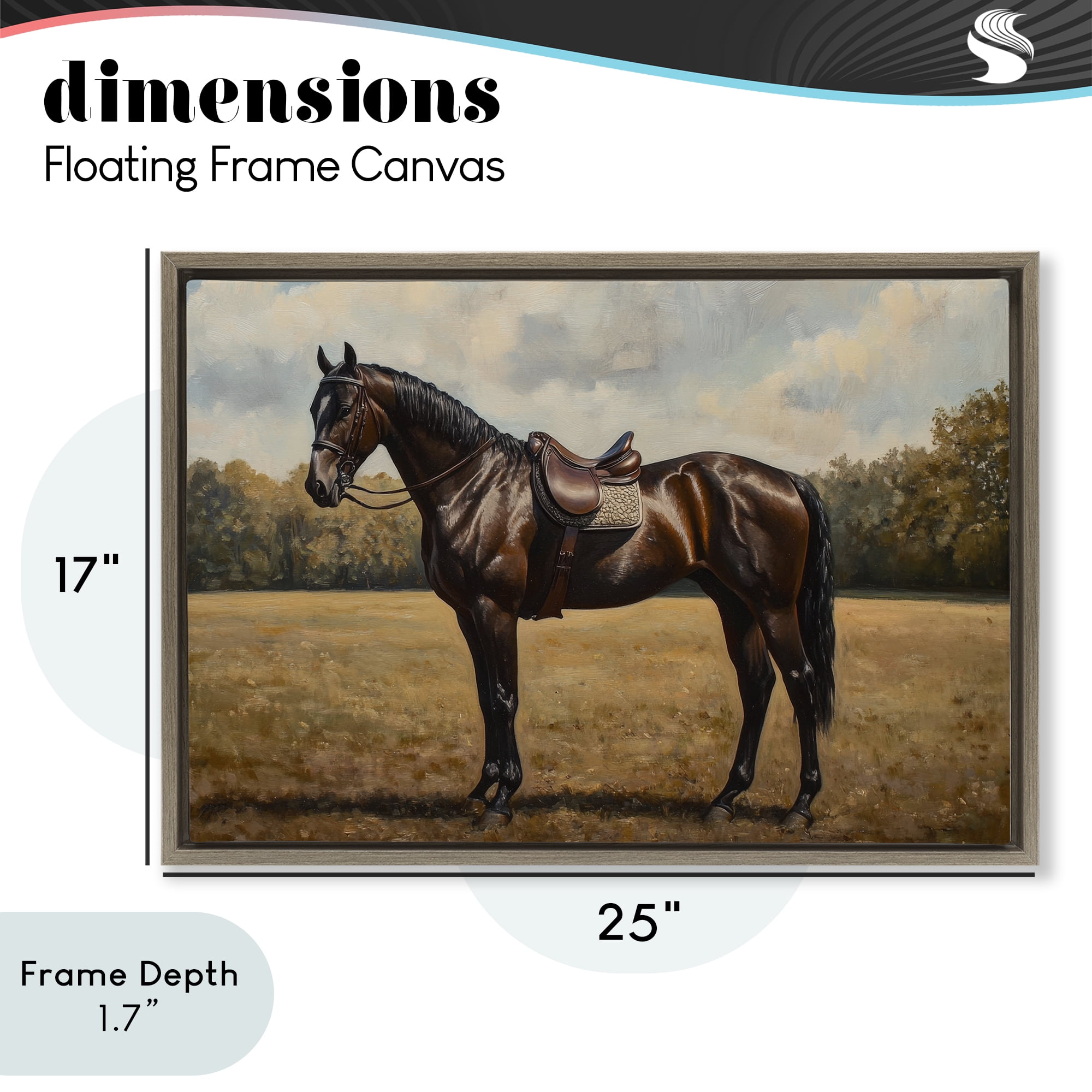 Stupell Industries Dark Brown Pony Portrait Brown Framed Floater Canvas Wall Art, design by Petal Prints Design