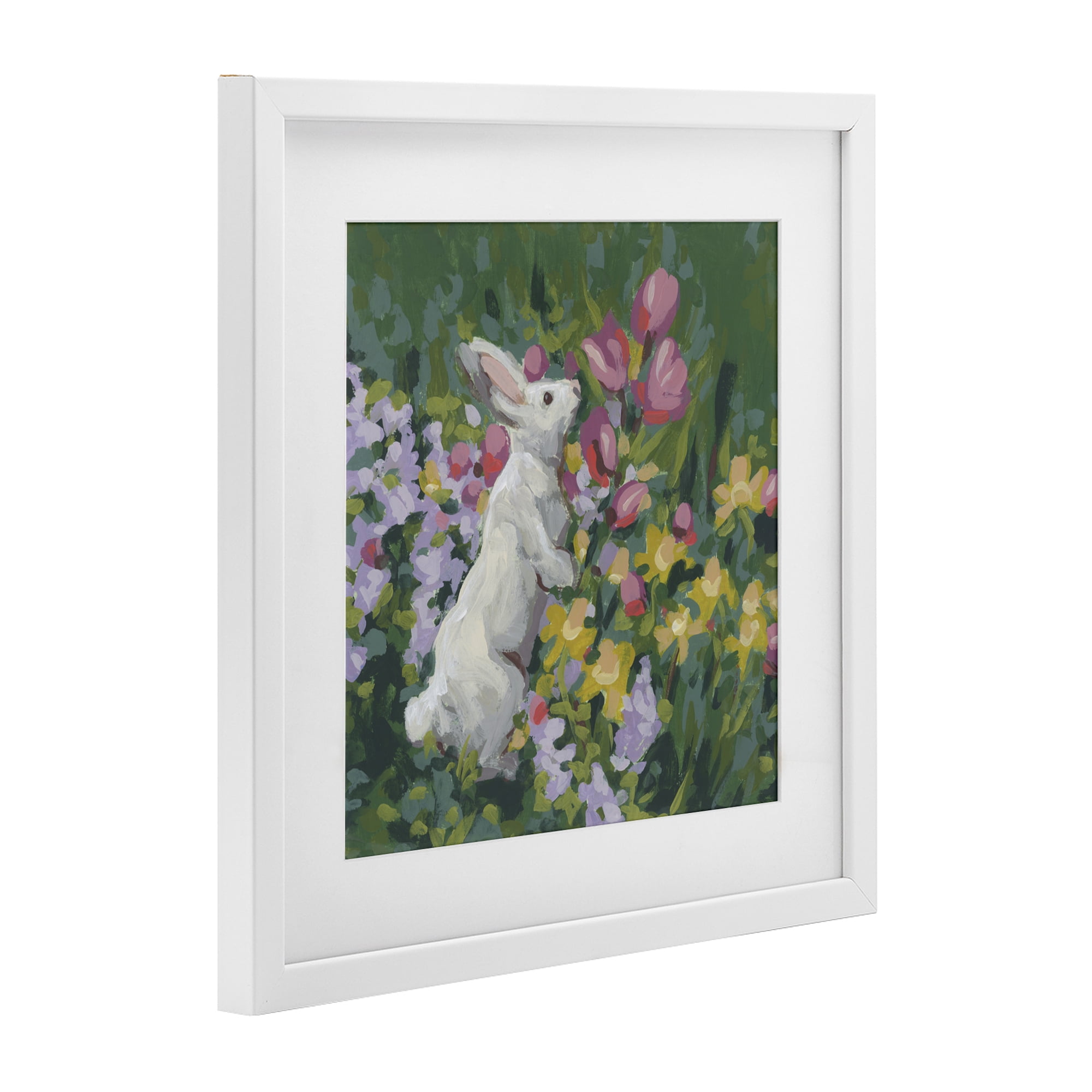 Stupell Industries Bunny in Garden Impression White Framed Print Under Glass, design by June Erica Vess