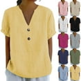 thumbnail image 3 of YOTMKGDO Short Sleeve V-Neck Shirt | Women's able Casual V Neck d Top T Shirt, summer tops for women (Yellow, M), 3 of 6