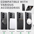 thumbnail image 3 of for Samsung Galaxy Z Fold 5 Case, PU Leather Back + TPU Frame, 360° Rotating Ring Bracket Strong Magnetic, Wireless Charging Compatible, Ultra Slim Protective Case for Samsung Galaxy Z Fold 5, Black, 3 of 5