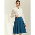 thumbnail image 3 of DARING DIVA Women's Belted Waist Pleated Skater Short Skirts L Blue, 3 of 6