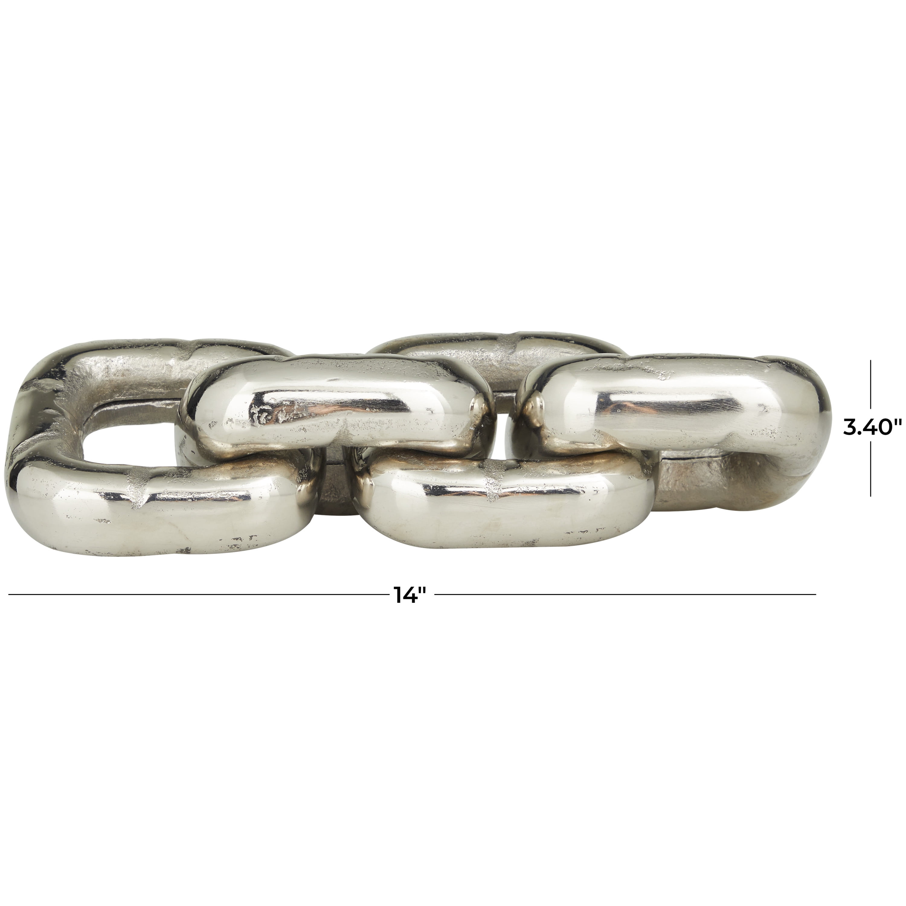 14" x 3" Silver Aluminum Chain Sculpture, by DecMode