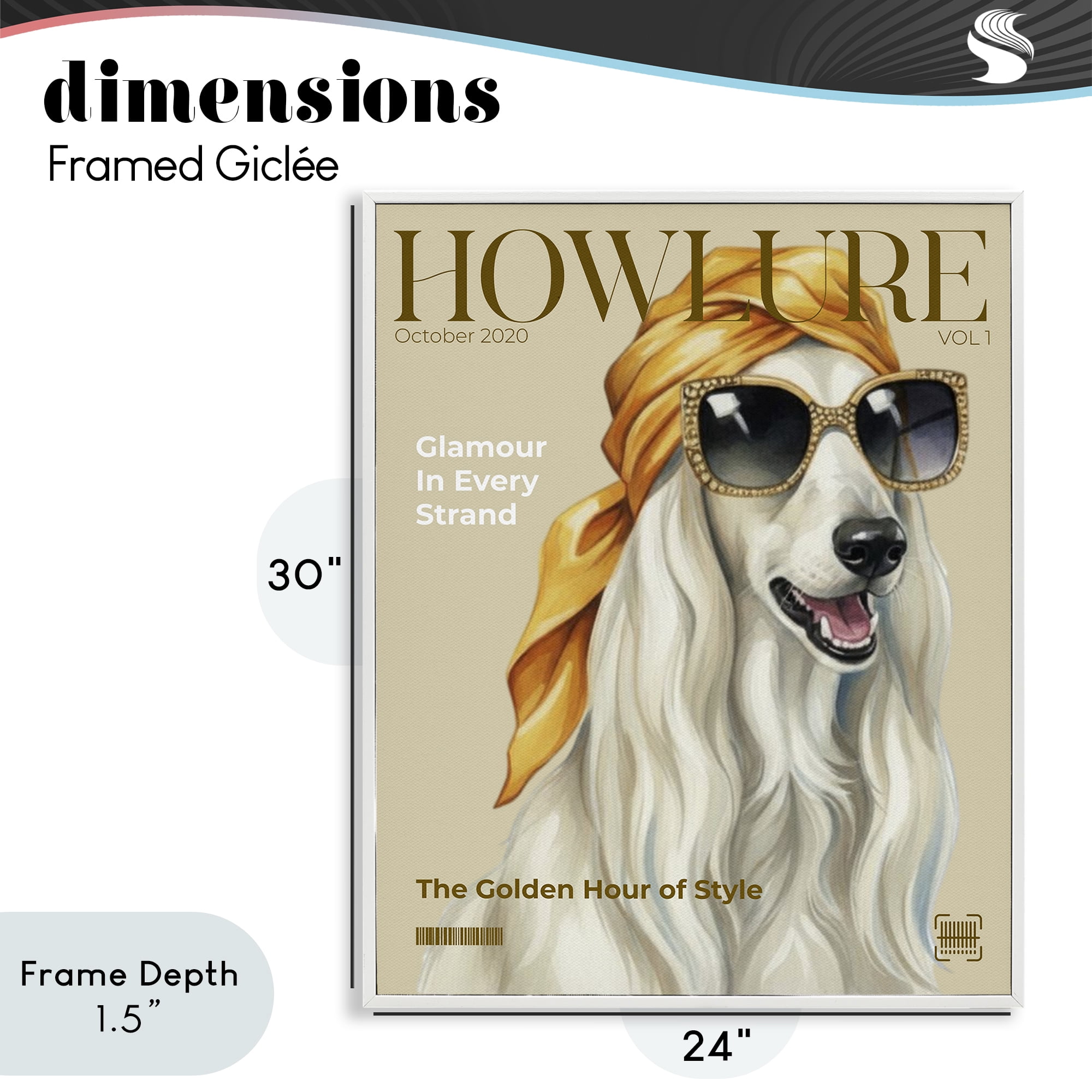 Stupell Industries Howlure Dog Fashion Magazine White Framed Giclee Art, design by A Barefoot Stylist