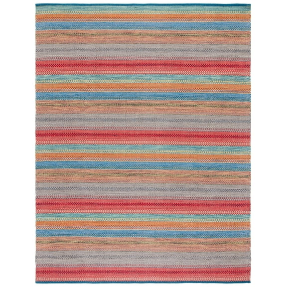 SAFAVIEH Montauk Albine Striped Cotton Area Rug, Blue/Grey, 8' x 10'