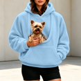 thumbnail image 2 of CAIVO Women Pet Carrying Hoodie Oversized Fuzzy Pullover With Dog Pouch Long Sleeve Drawstring Warm Casual Winter Tops Soft Streetwear, 2 of 8