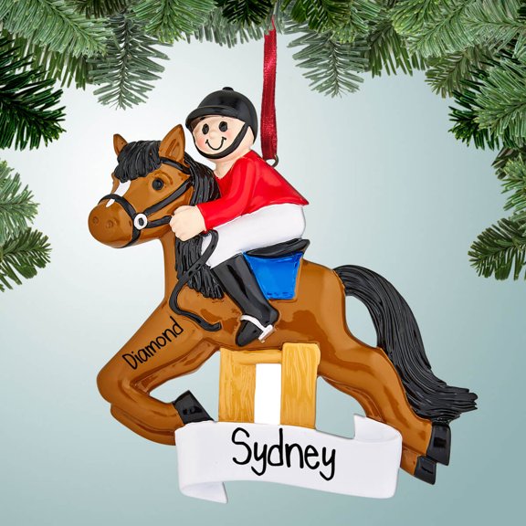 Horse Jumping Equestrian - Personalized Christmas Ornament - Jockey - Racing - Great Gift Ideas