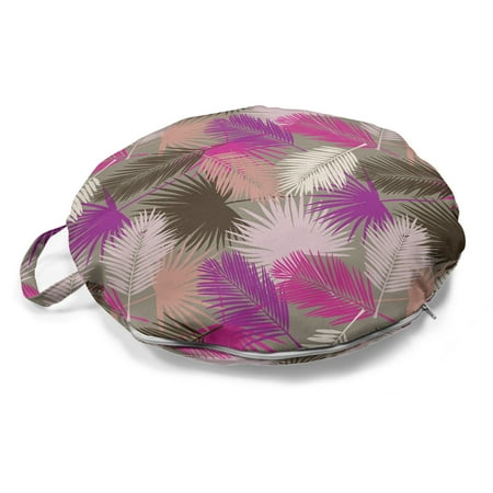 

Tropical Round Floor Cushion with Handle Colorful Bohemian Illustration of Fan or Palm Leaves Jungle Foliage Pillow for Living Room & Dorms 18 Round Dark Tan and Multicolor by Ambesonne
