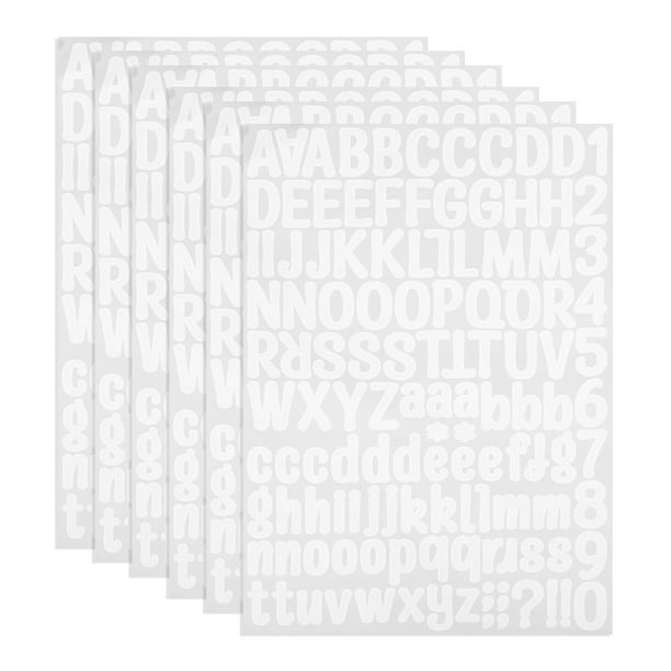 Kit de calcomanías de letras y números de vinilo Uxcell, calcomanías autoadhesivas para buzones, señal blanca 756 piezas 6 hojas