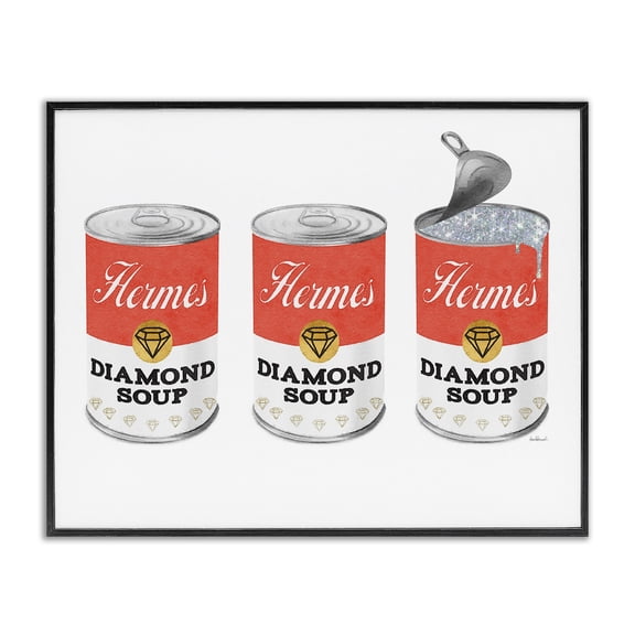 Stupell Industries Eclectic Glam Condensed Soup Pop Trio Fashion Diamond Red Black Framed Giclee Art, 14 x 11, by Amanda Greenwood