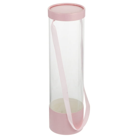 Long Tube Flower Container Wrapping Transparent Clear Boxes Pink