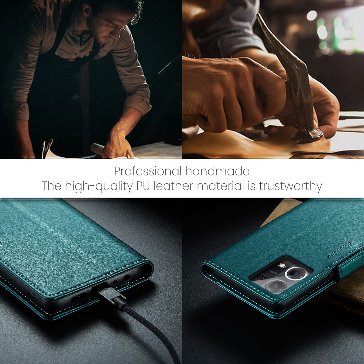 ETFAST Leather Phone Case Wallet With Card Holder Zipper For OPPO Reno 8 4G High Quality Leather Phone Case