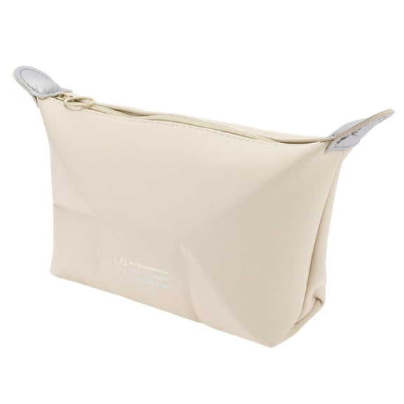 Unique Bargains 1 Pc Women Dumpling Shape Makeup Bag for Vacation Outdoor Activities Beige PU