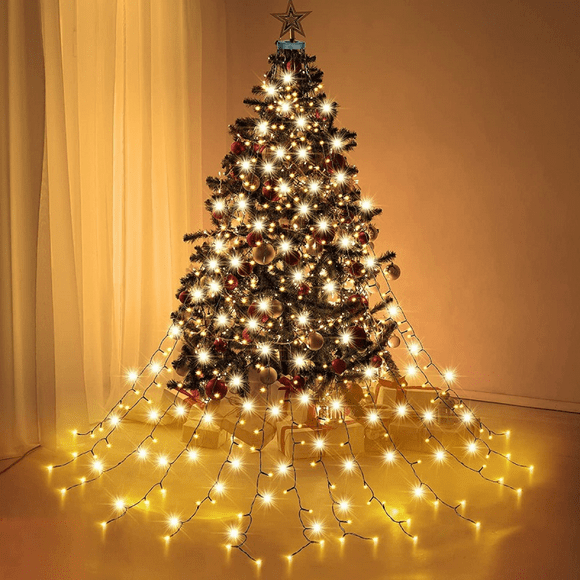 Décorations de Noël Lumières 280 Lumières Étoiles LED Éclairage Modes Décorations d'Arbres en Plein Air pour la Cour de Noël, Jardin, Nouvel An, Vacances, Mariage, Fête (Blanc Chaud)