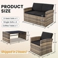 thumbnail image 5 of YIORTWO 4-Piece Outdoor Patio Furniture Set, Wicker Sofa Set with Thick Sandwich Cushions, All-Weather Rattan Deep Seating Set with Tempered Glass Table, Black, 5 of 7