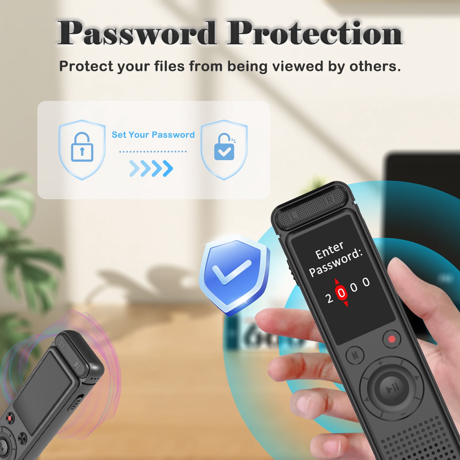 RONY Upgraded 128GB Digital Voice Recorder: 9000 Hours Voice Activated Recording Device with Playback Password MP3 Player for Lectures Meetings Interviews Calls
