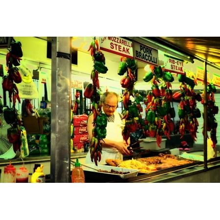Street Vendor at a Market in Little Italy Selling Italian Specia Print Wall Art By Sabine