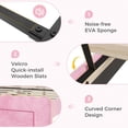 thumbnail image 4 of Pink Bed Frame Twin Size with Storage Drawer, Upholstered LED Bed Frame with Height Adjustable Butterfly Headboard and Charging Station, Velvet Platform Bed for Bedroom, 4 of 8