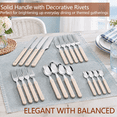 20-Piece Flatware Set for 4 with Beige Handles, Retro Rivet Design ...