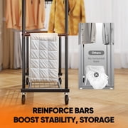 HOKEEPER Heavy Duty Double Rails Clothes Rack with Shelves, 450lbs Capacity Steel Garment Rack with Wheels, Commercial Grade Adjustable Length Bottom Mesh Shelf for Storage, Black