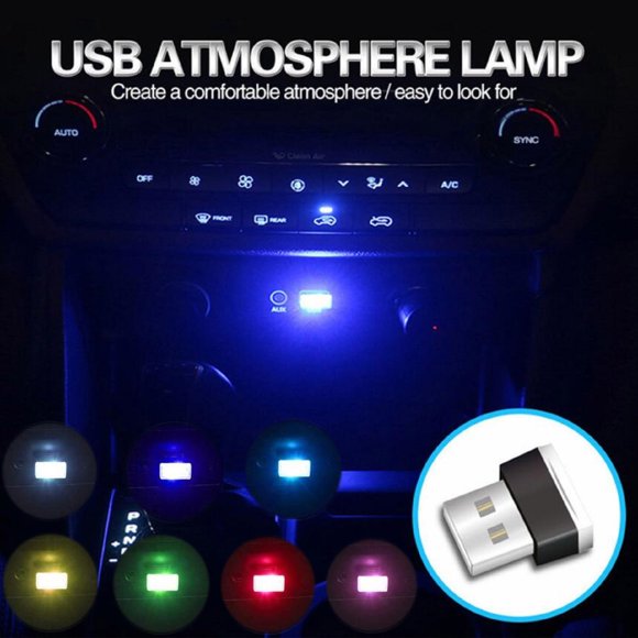 Yrmaups 7Pcs Car Atmosphere Lamp, USB LED Interior Decoration Light, Multicolor Footwell Lamp, Under Dash Ambient Lighting, Car Interior Mood Light