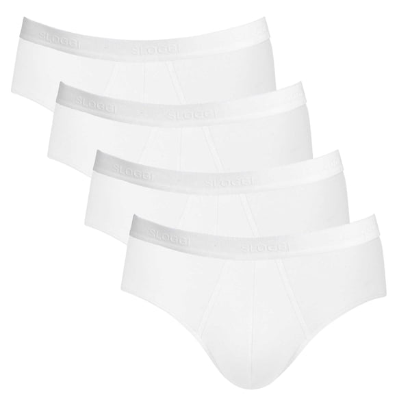 Sloggi Calzoncillos para Hombre, Paquete de 4 - 24/7 Midi, Ropa Interior, Pantalones, Algodón, Logotipo, color sólido Blanco L (Large)