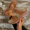 thumbnail image 6 of Women's Summer Casual Sandals Comfortable Wedge Platform Height Increasing Slip On Floral Decor Sandals Wide Fit Lightweight Outdoor Walking Sandals, 6 of 8