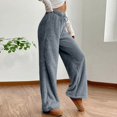 thumbnail image 5 of Women's Winter Fleece Sleep Pants Comfortable Thermal Wide Leg Designs Elastic Drawstring Waist Soft Lounges Home Wear, 5 of 8
